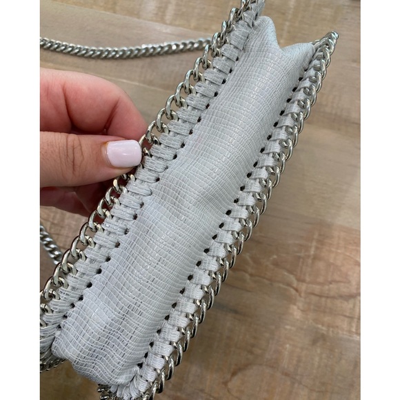 Sondra Roberts Squared white metallic shiny leather silver crossbody purse - Picture 15 of 15